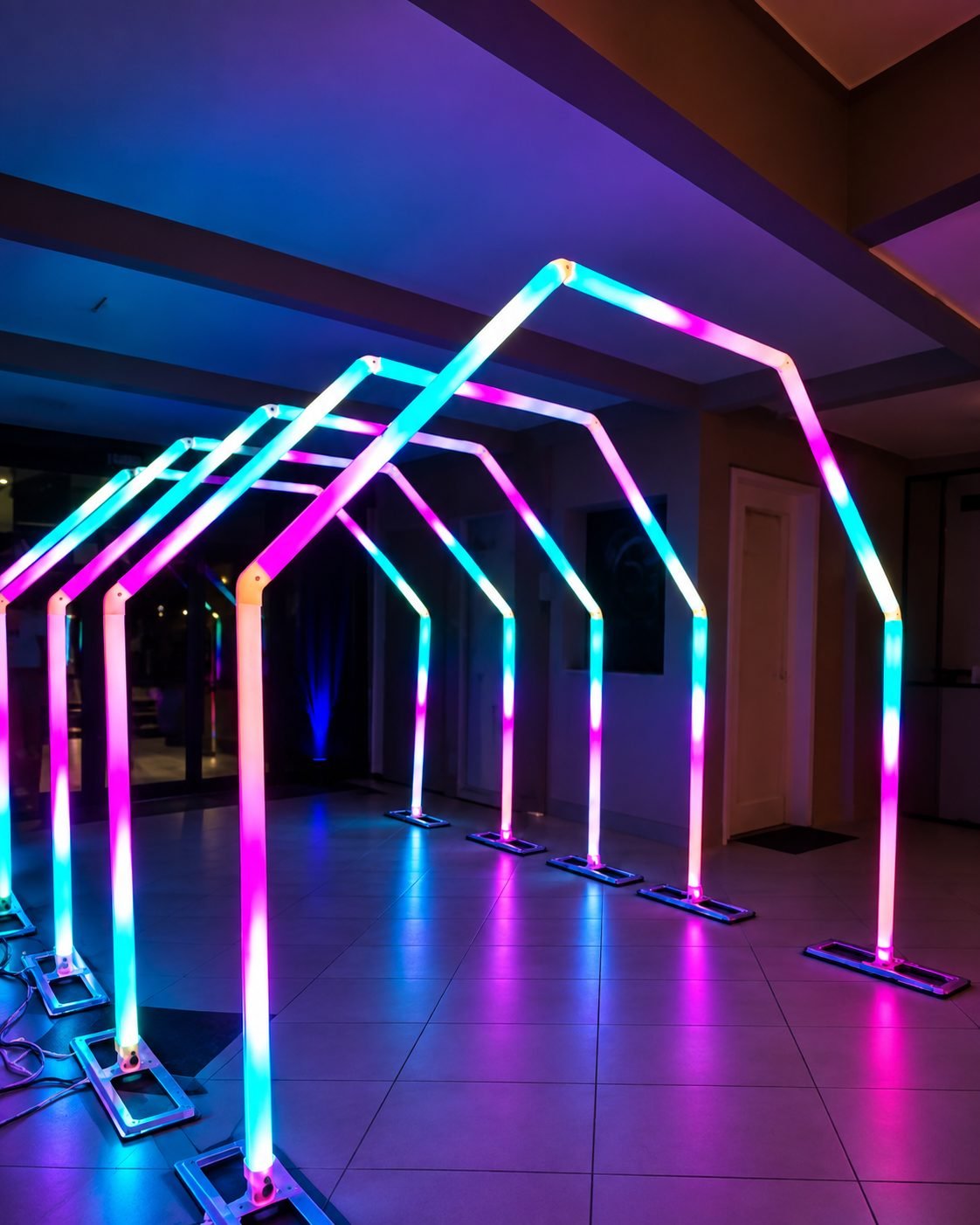 Túnel de LED da Prime360 iluminado em evento em Santa Catarina