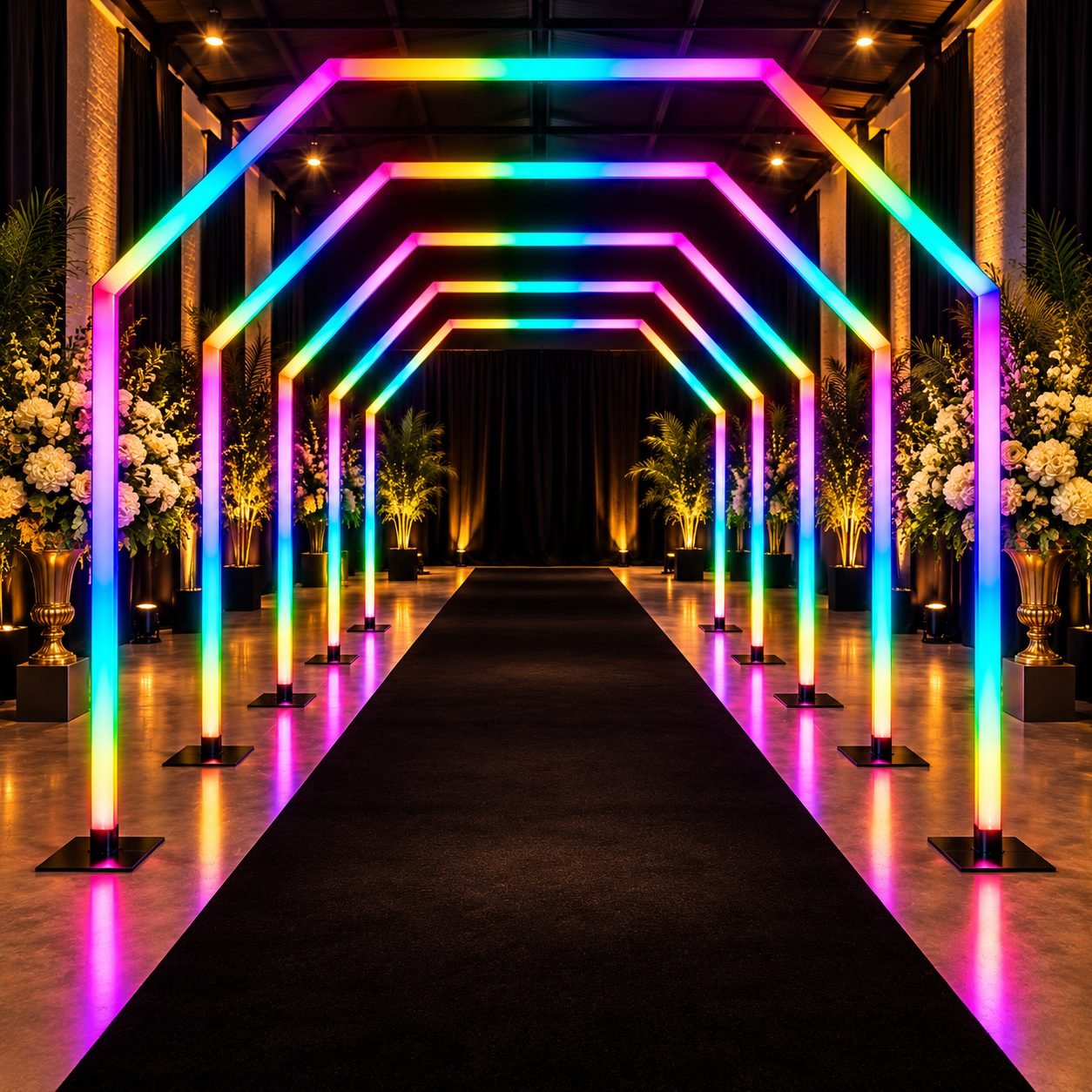 Túnel de LED da Prime360 montado para evento